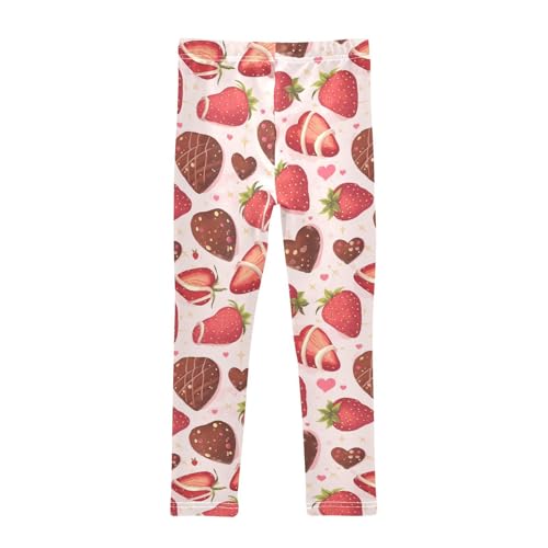 Wusikd Strawberry Chocolate Girls' Leggings Toddler Doodles Hearts Kids Yoga Pants Dance Active Tights 4T2