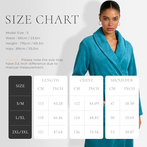 Image of HEARTNICE Womens Fleece Robes, Soft Plush Long Bathrobe, Thick Kimono Robes for Womens, Warm House Coat