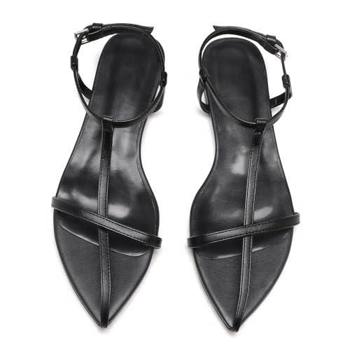 Flat Sandals for Women with Metal Buckle Ankle Strappy Ladies Fashion Slide Sandals Comfortable Summer Open Toe Women Sandals Dressy.