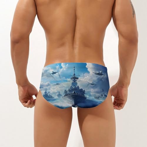 Aircraft Carrier Warship Mens Swim Briefs Quick Dry Swim Trunk Bikini Underwear Swimsuit2