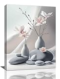 wsradto Zen Wall Art Bathroom Pictures Wall Decor Zen Paintings Canvas Pebble Stone Spa Artwork Grey Blush Modern Home Decorations for Meditation Spiritual Yoga Bedroom Living Room 12'x16'