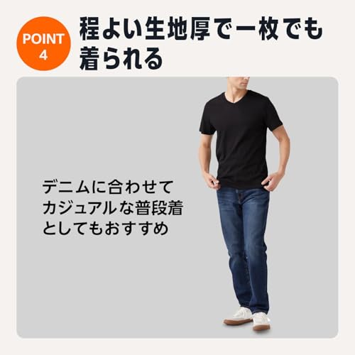 Amazon Essentials マルチパック インナーシャツ 高通気性 Vネック コットン メンズ の商品画像 5