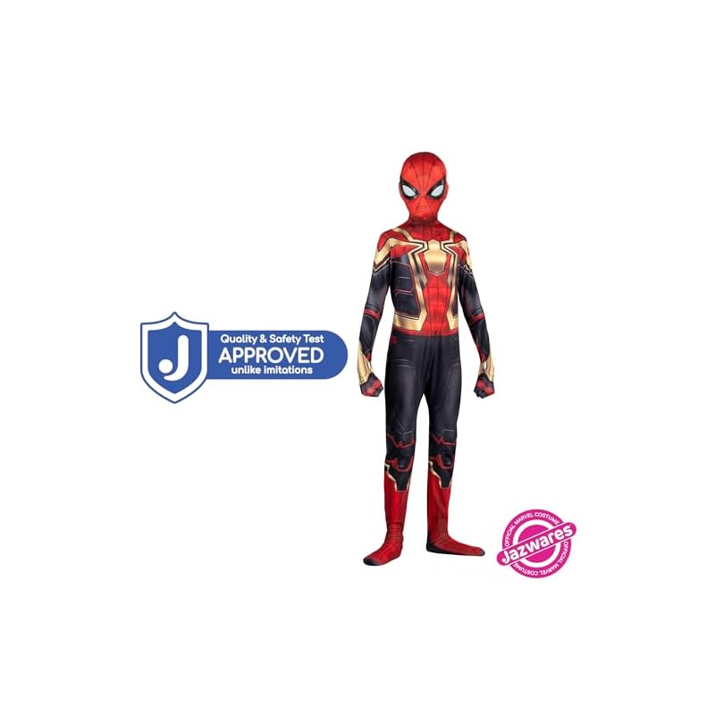 Marvel-Integrated-Spider-Man-Official-Youth-Deluxe-Zentai-Costume-Stretch-Spandex-with-Hidden-Zippers-and-Wrist-Slits-S-Multi
