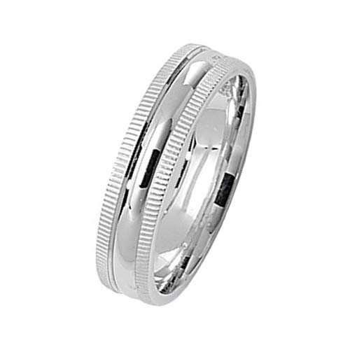 Alliance homme et femme milgrain 5mm en argent fin bague de mariage WJS29432