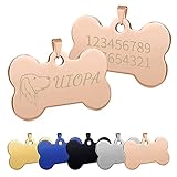 Ligeras pero Resistentes: Etiquetas de identificación para perros fabricadas en acero inoxidable, de 1,8 mm de grosor, resistentes, no delgadas ni endebles, pero no lo suficientemente grandes como para causar molestias. Placa de identificación resistente al desgaste y antioxidante, ligera y atractiva, perfecta para tu pequeño.