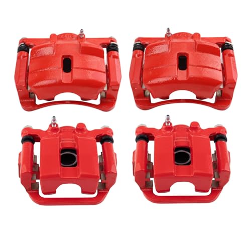 Image of TRQ Performance Front and Rear Brake Caliper Set Coated Brackets Compatible with 2014-2018 Nissan Rogue