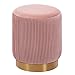 Duhome Sgabello Rotondo Imbottitura Tessuto Plissettato 9163, Colore:Rosa Chiaro, Materiale:Velluto