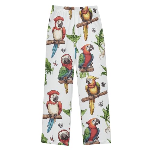 Tropical Parrots Boys Long Pants Soft Trousers Elastic Waist Kids Lounge Bottoms with Pockets S-XL