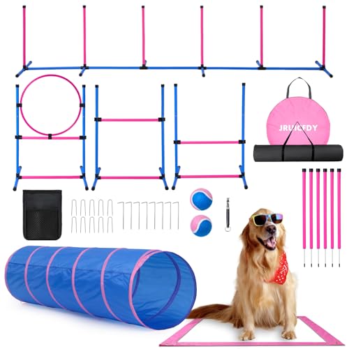 Dog Agility Course Backyard Set, Dog Agility Equipment, Pet obstacle Course Backyard with 6 Dual...