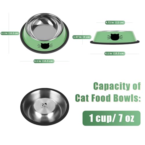 image for Serentive 2 Pcs Non-Slip Stainless Steel Small Cat Food Bowls - Unbrea