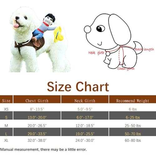 NACOCO Cowboy Rider Dog Costume for Dogs Clothes Knight Style with Doll and Hat for Halloween Day Pet Costume (S)