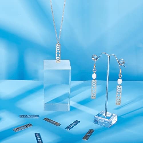 DICOSMETIC 12Pcs 2 Colors Stainless Steel Moon Phase Bar Charm Laser Cut Phase of The Moon Astronomy Lunar Charm for DIY Bracelet Necklace Jewelry Making - Image 4