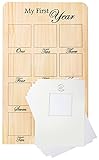 Picture Frames Collage for Year One, Baby Photo Frame Set with Wooden Picture Board and 6 Sheets of