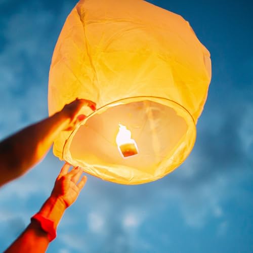 Savgkoyt 10 Pcs Chinese White Paper Lanterns To Release In Wishing Memorial Paper Lanterns To Blessing In Heaven thumb #5