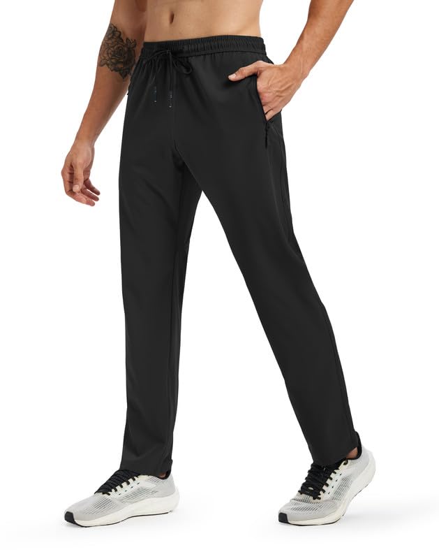 Men's Lightweight Hiking Pants Quick Dry Workout Sweatpants | Athletic Pants with Zipper Pockets, Elastic Waist, Water Resistant, Breathable Stretch, Jogger for Golf Gym Outdoor Travel