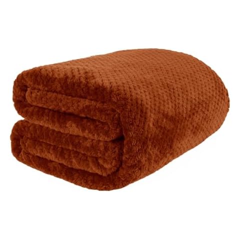Dreamscene Waffle Burnt Orange Sofa Blanket Cover