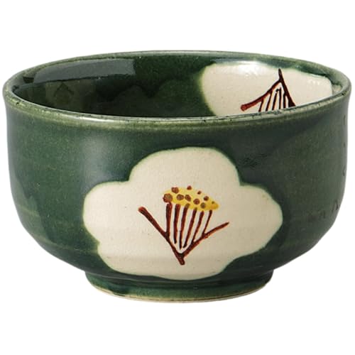エールネット(Ale-net) 抹茶碗 12.5×H7.3cm 織部椿抹茶碗 茶道 茶道具 抹茶茶碗 陶器 美濃焼 日本製