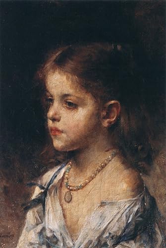 Lienzo de pintura clásica Ritratto di ragazza Alexei Harlamoff cuadro 60x90cm