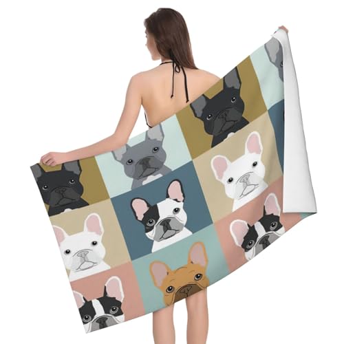 Serviette de bain microfibre bouledogue grand drap de douche absorbant - 2