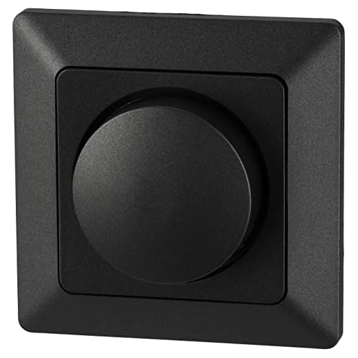 LED roterande dimmer med tryckväxlare – allt-i-ett – ram infälld insats + skydd (serie C1 antracit)