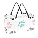 Wiederverwendbare Einkaufstasche für Lebensmittel, Großer Einkaufskorb, 50L Aufbewahrungstasche Mehrfarbige Pfoten