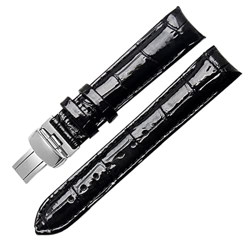 Bracelet montre cuir véritable Tissot T035 18mm, l'élégance d'un cuir noir aux finitions incurvées