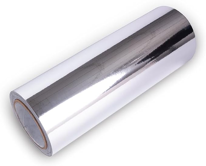 Car Wrap Vinyl Chrome Mirror Silver Self Adhesive Film DIY Decals Roll Air Release Self Adhesive Wrap Sticker Decal Film Car Motorcycles Interior Exterior (12 X 48 Inch, Chrome Silver)