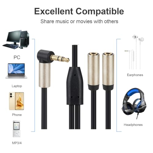 Cable divisor de auriculares 3.5mm macho a 2 hembras miniatura 2