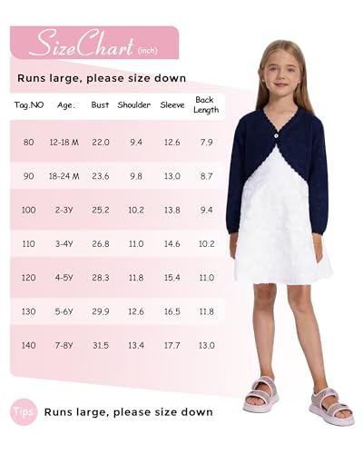 Image of Girls Cardigan, Girls Bolero Shrug Sweater, Kids Knit Hollow Out Long Sleeve, Button Cover Up Cropped Tops