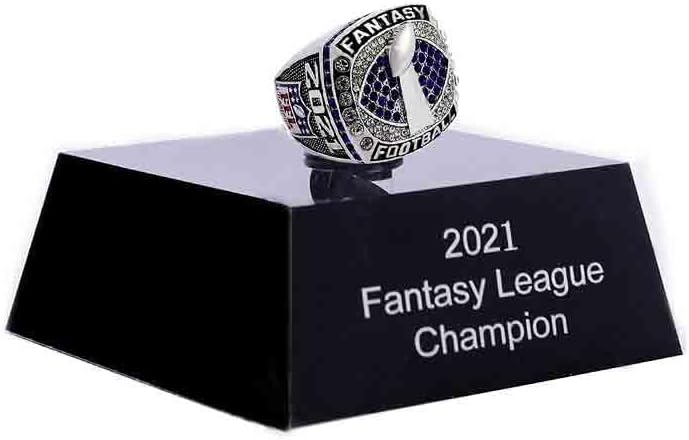2021 Fantasy Football Ring | Heavy FFL Championship Ring | Silver Plated MVP Award Trophy For Fantasy Football League Winne