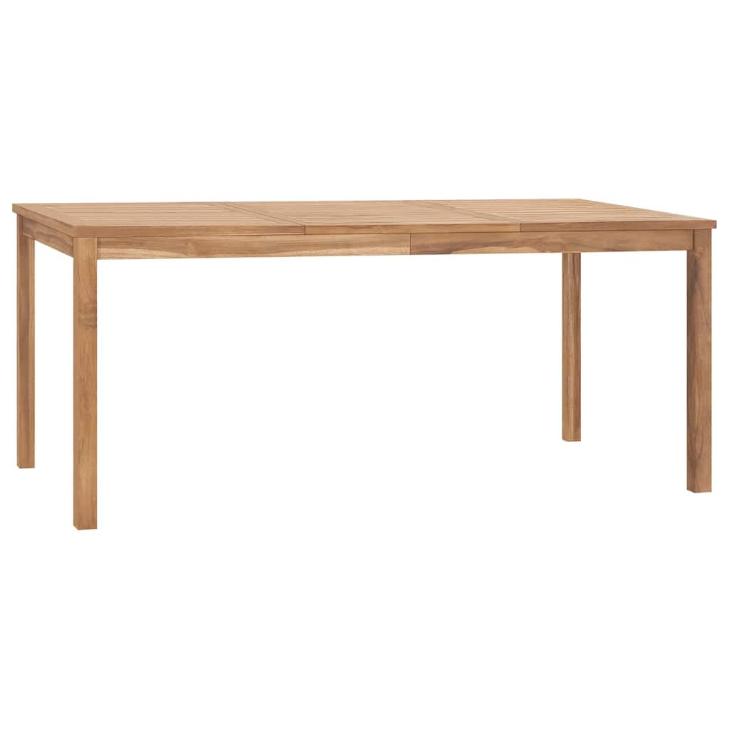 Stół do jadalni z litego drewna tekowego, na taras, 180 x 90 x 77 cm, stół ogrodowy z wytrzymałym blatem i nogami, odporny na warunki atmosferyczne stół drewniany do kuchni, ogrodu lub na