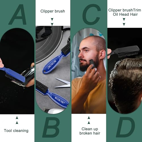 NICEMOVIC 10 Pcs Barber Clipper Cleaning Brush, Barber Accessories Supplies, Blade Trimmer Cleaning Mini Brush Bulk Set Duster Manicure Nylon Brush Hair Styling Tool (Black&Blue)