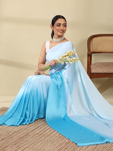 Image of Garden Vareli Lace Border Satin Saree with Unstitched Sequin Blouse Piece
