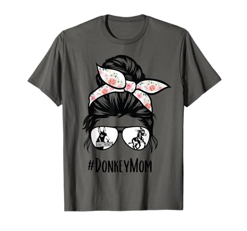Donkey Mom Messy Bun Life Hair Glasses for Donkey Lovers T-Shirt