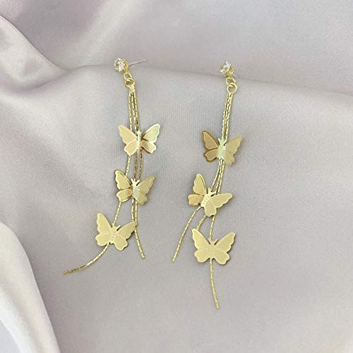 18K Gold Plated Dainty Vivid Butterfly Tassel Earrings Silver Post Cz 3D Butterfly Drop Dangle Earrings Fairy Earrings For Women Girls #TOP4