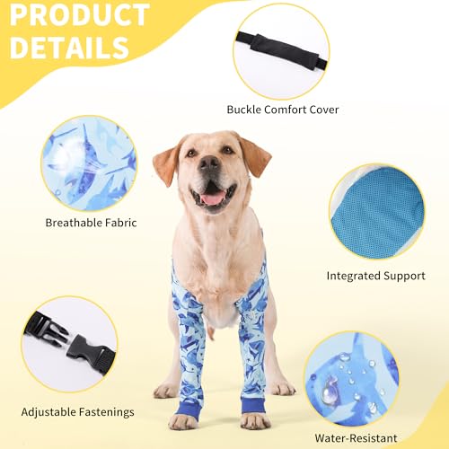 Image of LovinPet Dog Elbow Protector Anti-Licking Elbow Sleeve, Adjustable, Comfortable & Durable Front Leg Guard for Medium to Large Dogs, Prevents Licking and Chewing,Dog Sleeve,Dog Leg Sleeve,Blue