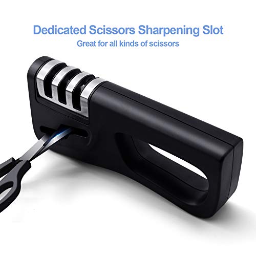 image for ONECOOK Manual Kitchen Knife Sharpener 3 Stage, Professional 4 in 1 Kn