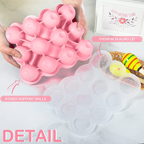 3 Pcs Baby Food Storage Container 12 Cup Silicone Baby Food Freezer Tray With Lid Stackable Reusable Silicone Baby Food Freezer Storage Tray For Food Vegetable Fruit Puree And Breast Milk (Pink) #TOP3