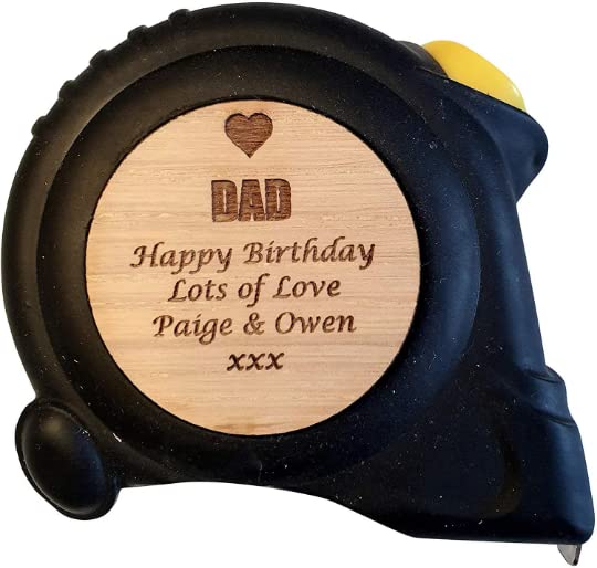 Personalised Engraved Fathers Day Tape Measure Tool Gift For Husband Dad Boyfriend Fiance Funny Present Papa Engraved Wood DIY