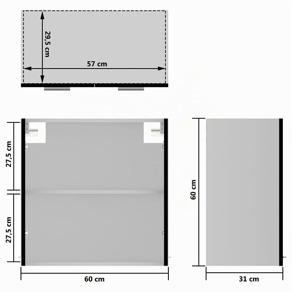 vidaXL Vitrine Suspendue Lyon Noir 60 x 31 x 60 cm Bois d'ingénierie