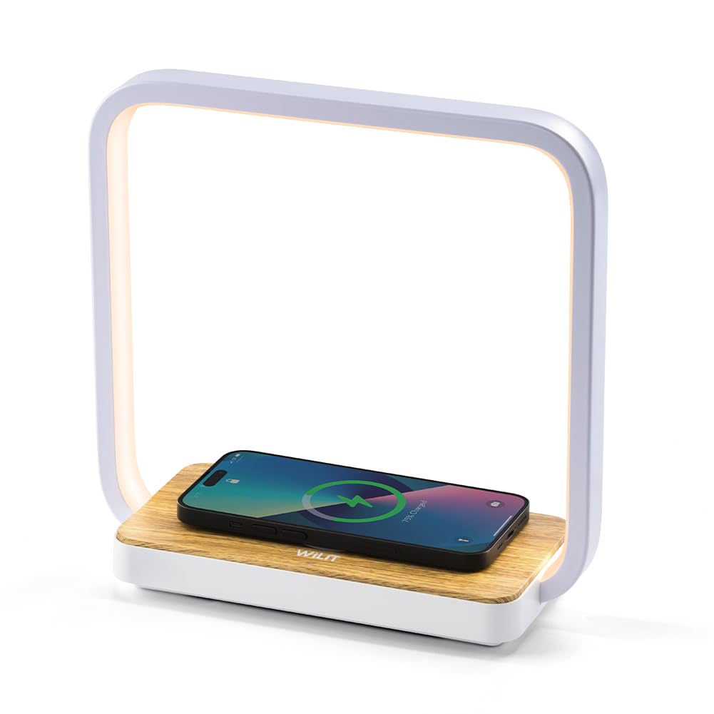 WILIT Bedside Lamp with Qi Wireless Charger A13 Table lamp 3 Step Dimmable Touch Control Desk Lamp for — view 6