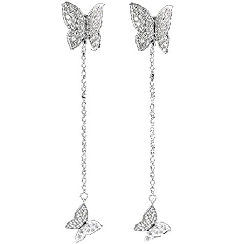 Fashion Sterling Silver Butterfly Earring Cubic Zirconia Dangle Earrings Drop Jewelry for Women Fashion Sterling Silver Butterfly Earring Cubic Zirconia Dangle Earrings Drop Jewelry for Women