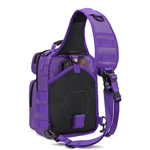 G4Free Tactical Sling Bag Backpack Military Rover Shoulder Sling Pack Molle Edc Small Crossbody Chest Pack(Purple) #TOP2
