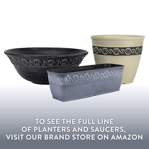 Classic Home and Garden Corinthian Resin Planter Pot - Outdoor & Indoor Plant Pot - Round Planter for Plants & Flowers (16” Storm Gray, Pack of 1) by Classic Home & Garden - Image 7