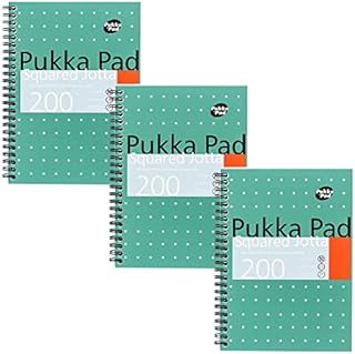 Pukka Pad, A5 Squared Jotta Book 3-Pack  21 x 14.9cm - Wirebound Notebook with 5mm Squares on 80GSM White Paper with Perforated Edges for Easy Removal - 200 Pages