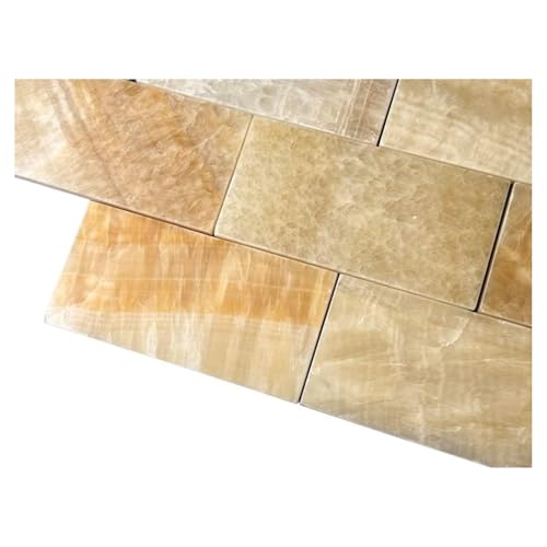Tenedos Honey Onyx 3x6 Premium Polished Marble Subway Tile – Warm Yellow Tones with White Veins, Elegant for Backsplash, Wall, and Accent Use (8 Pcs, 1 Sqft)