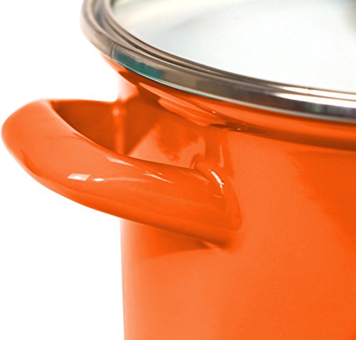 Calypso Basics By Reston Lloyd Enamel On Steel Stockpot With Glass Lid, 8-Quart, Orange #TOP1