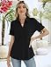 ZHENWEI Womens Black Polo Shirt Short Sleeve Work Blouse Fashion Lapel Tops Casual Collared Tunic T-Shirts,Black,S