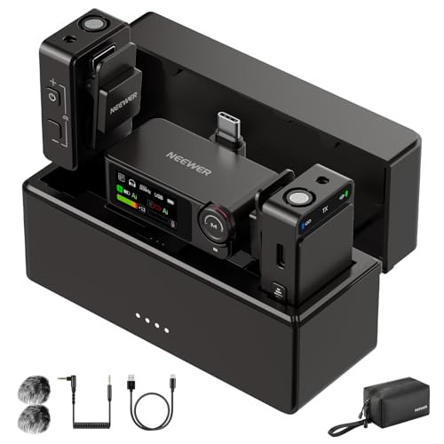 NEEWER CM36 Wireless Lavalier Microphone with Charging Case, App Control, AI Noise Cancellation, 48KHz/24bit, 85dB SNR, 54H Battery, 328ft Range, Mini Lav Mic for iPhone Android Phone Vlog Camera PC by NEEWER - Used condition - US$82.07