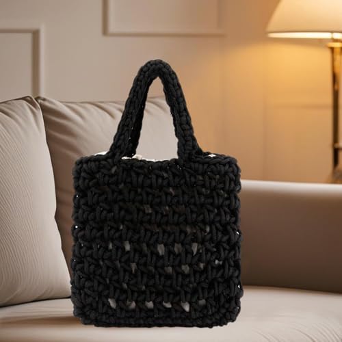 Image of Naimo Straw Beach Bag Woven Rattan Shoulder Bag Fishing Net Handbag Cotton Rope Tote Summer Crochet Hobo Bag